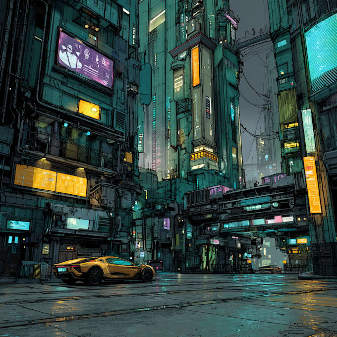 Make a futuristic cyberpunk city concept os sci fi character art by ...