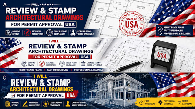 review and stamp architectural drawings for permit approval USA