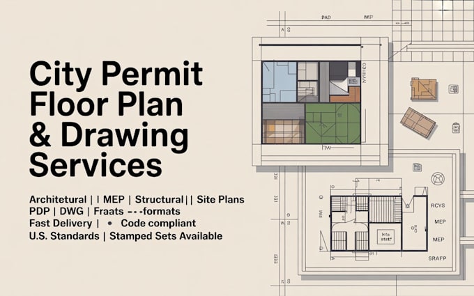 Create city permit floor plan, site plan, mep, and house blueprint ...