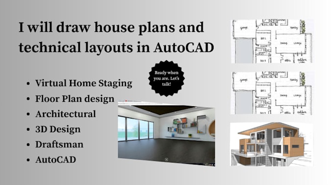 draw house plans and technical layouts in autocad