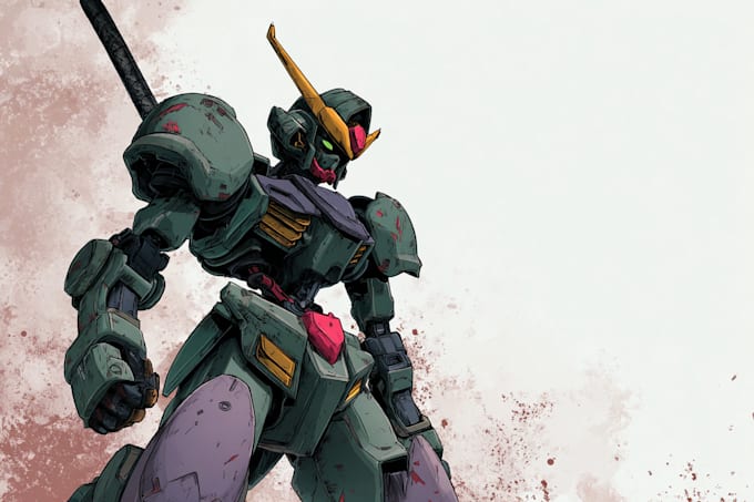 do gundam mecha robot transformer illustration