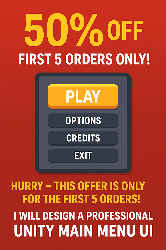 Create best unity game main menu ui with 50 percent off by ...