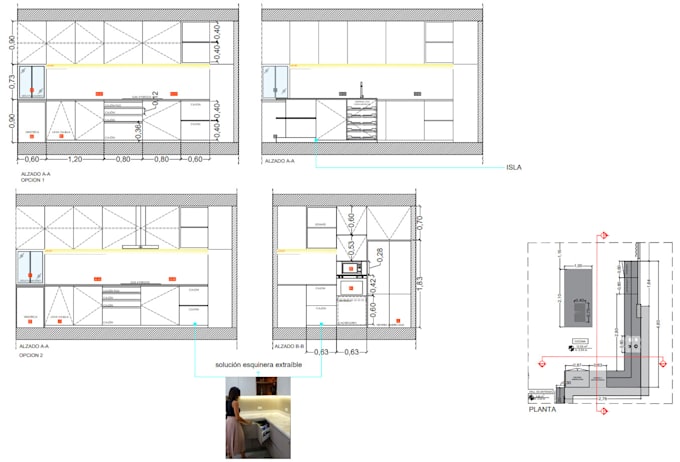planos arquitectónicos y alzados con medidas