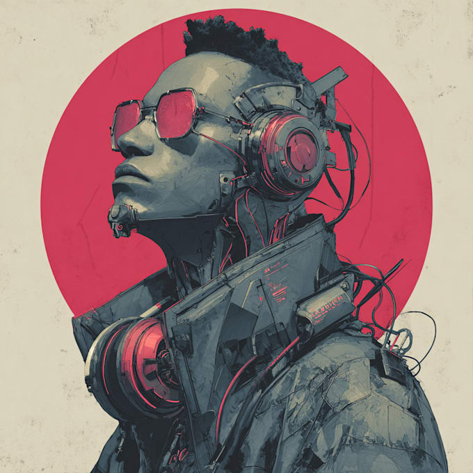 illustrate cyberpunk cyborg art