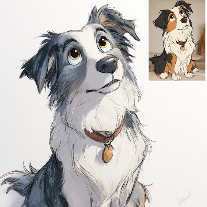 pet portrait into cute disney style