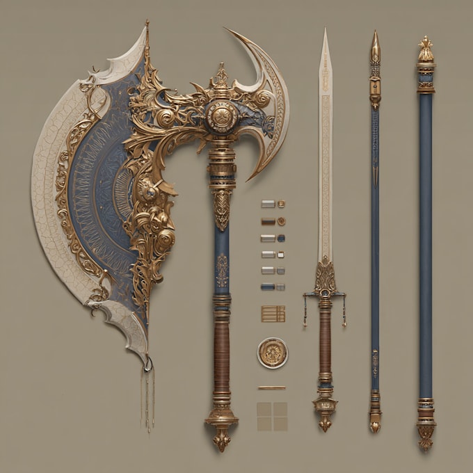 design unique game weapons illustrations