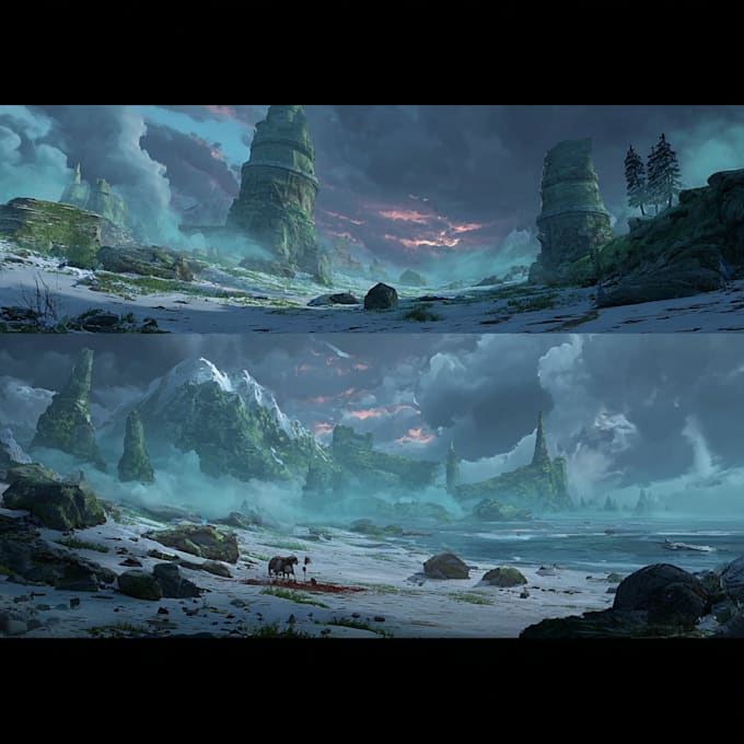 make stunning environment concept art and sci fi art