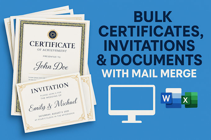 bulk generate certificates, invitations, or documents using mail merge templates