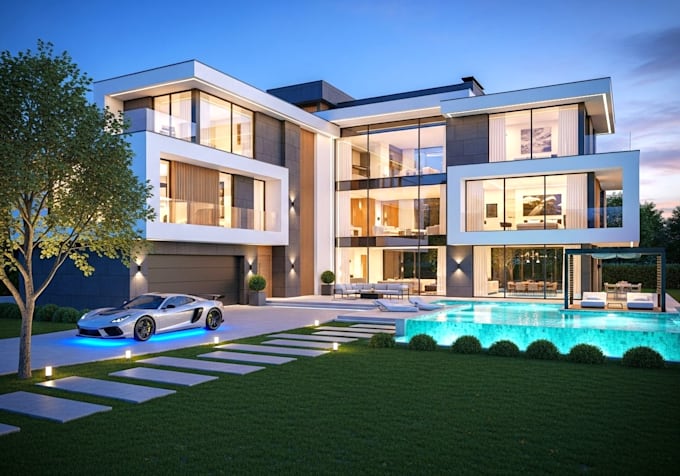 design 3d house exterior, interior architectural rendering