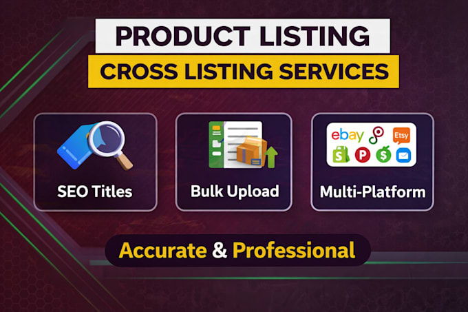 do professional product listing and cross listing for ecommerce stores