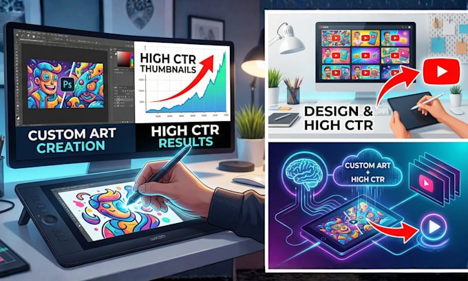 design custom art and high CTR youtube thumbnails