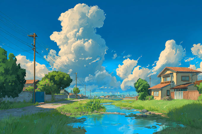create anime, game, and visual novel background painting