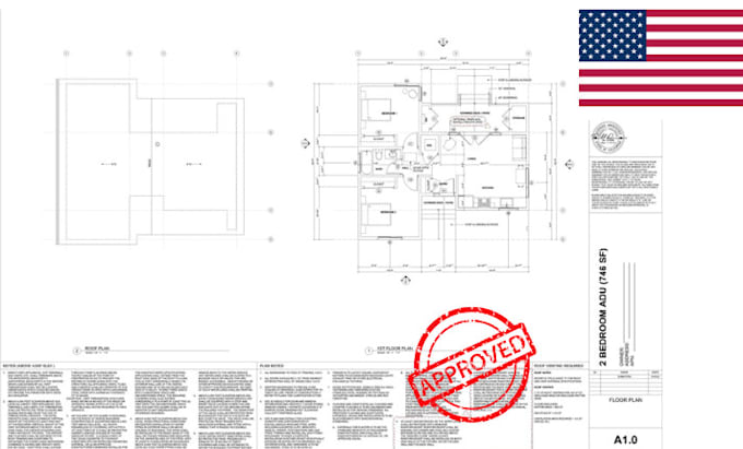 City permit drawing architect floor plan house adu, garage drawing deck ...