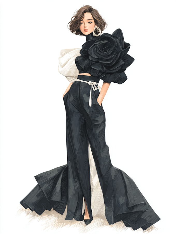 make a fashion illustration, portrait