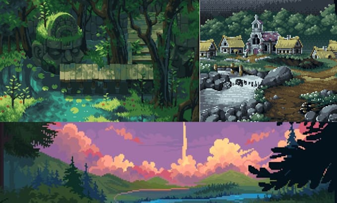 do pixel art background pixel art environment pixel tileset pixel scenery  game
