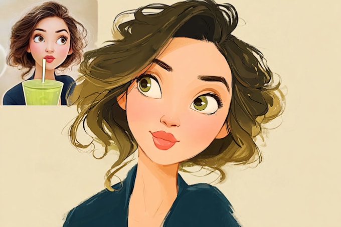 draw your portrait in charming disney style
