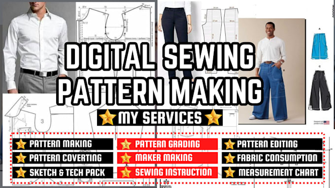 create clothing sewing patterns digital sewing pattern pattern grading in PDF