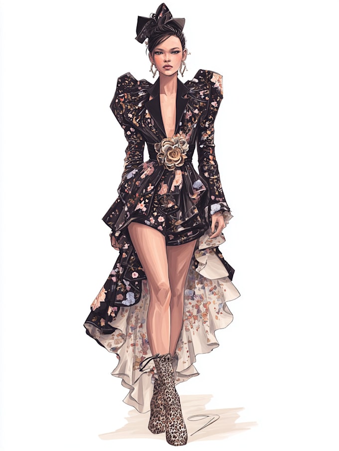 Draw a fashion illustration or sketch by Ernestvillalobo | Fiverr