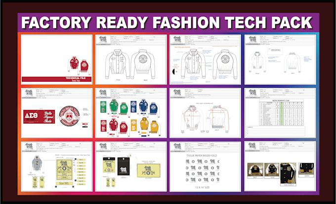 design tech pack and fashion sketch for manufacturing