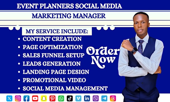 manage sm marketing for wedding planners, photography decorators event planners