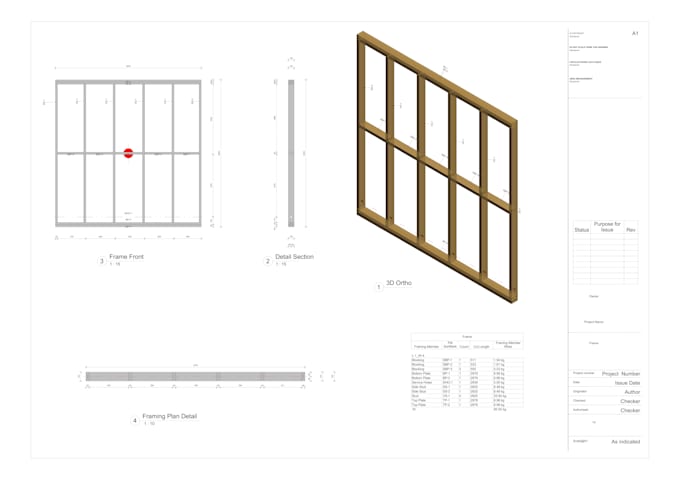 timber or wood framing drawing and modeling