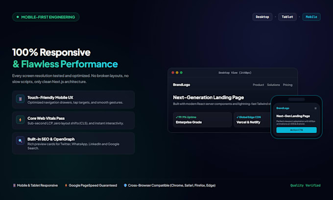 build a modern next js and react landing page or website