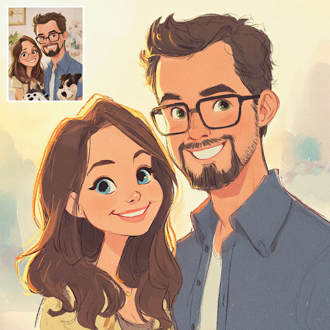 draw family couple cartoon portrait