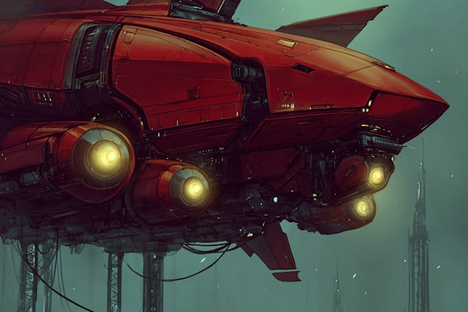 sci fi art, spaceship and illustration