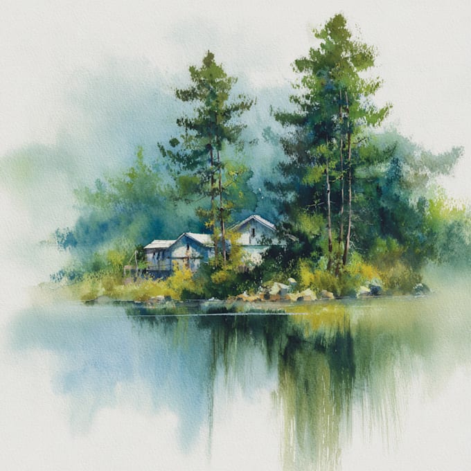 hand draw watercolor landscape or architecture art