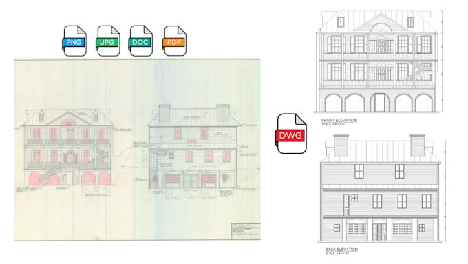convert your pdf, image or sketch drawing to autocad