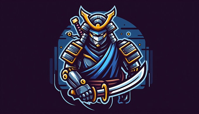 design samurai, robot, knight, sword, warrior, logo with unlimited revision