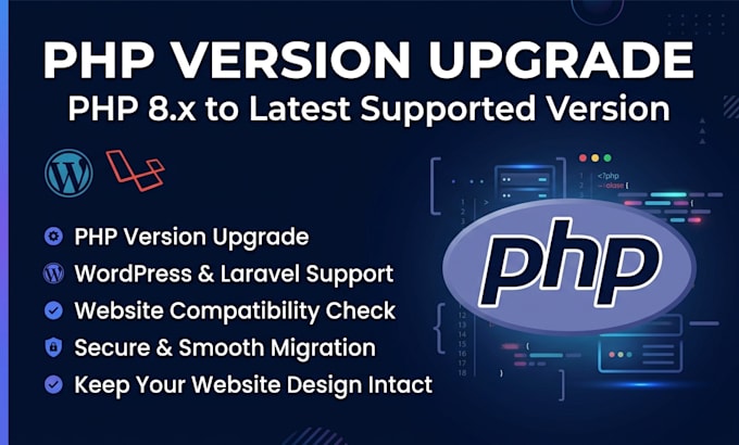 develop PHP laravel websites and upgrade PHP versions
