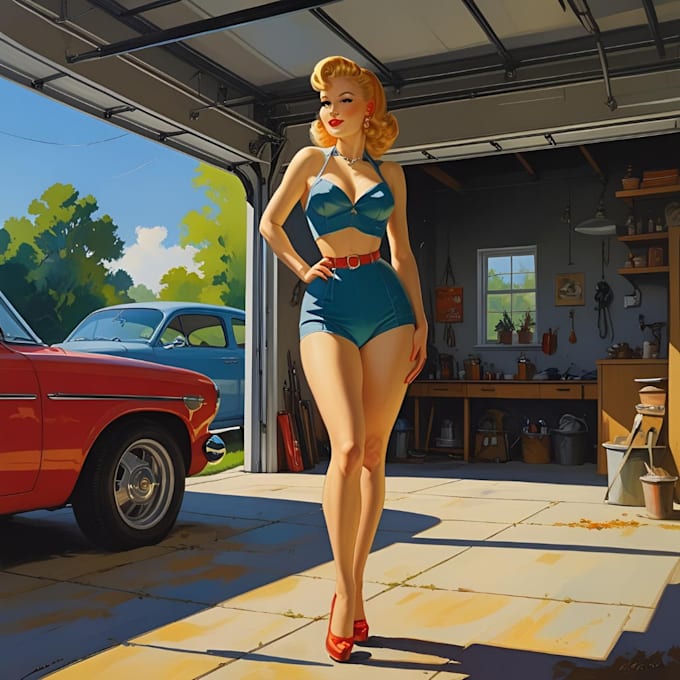 Design pin up art and pin up girl illustration by Hummodos | Fiverr