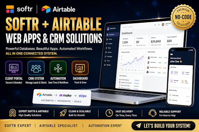 build an airtable CRM, softr airtable, airtable database, airtable automation