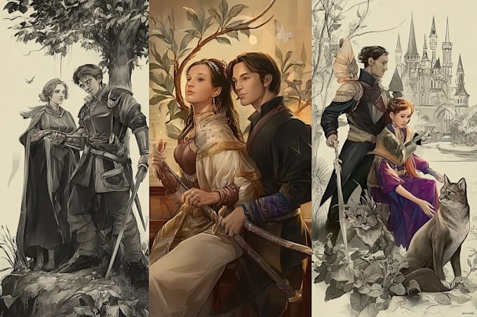 draw a character design or concept art, fantasy book illustration