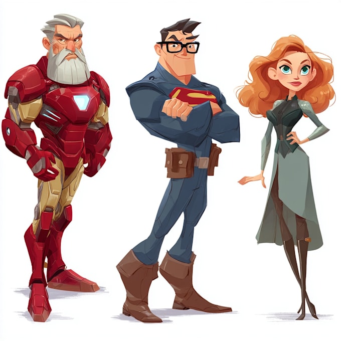 a concept superhero cartoon characters