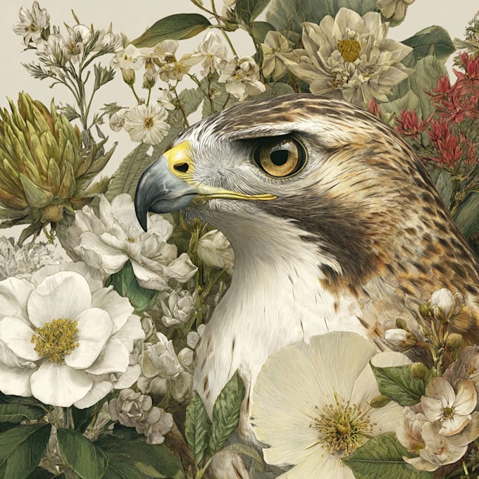 draw an animal and botanical illustration