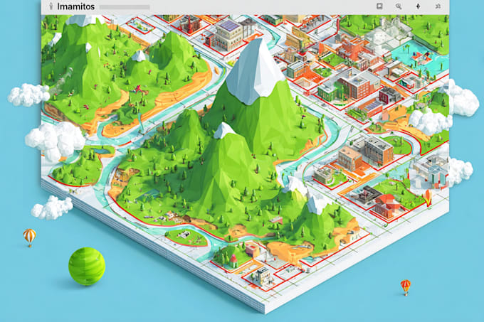 design isometric map illustration vector