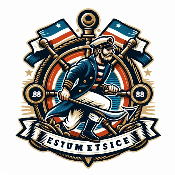 design high quality vintage nautical logo with t shirt design