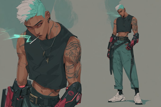 design cyberpunk character, original character design