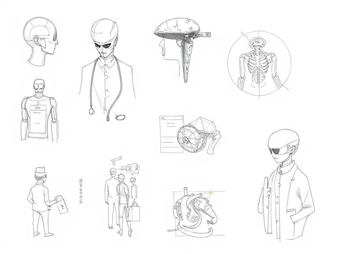 draw professional medical concept sketches