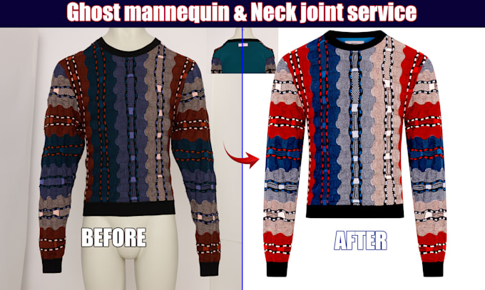 do ghost mannequin, apparel photo, neck joint, dummy retouch editing service