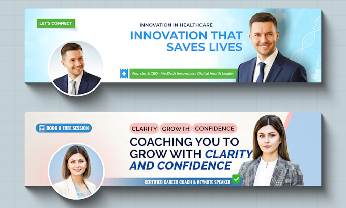 design custom linkedin banner, profile picture, featured sections