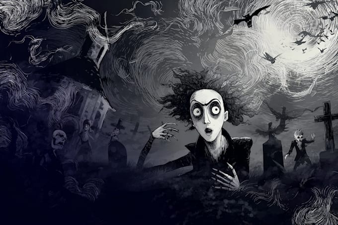turn you into a tim burton style illustration