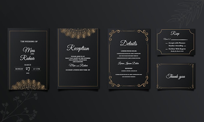 design elegant and luxury wedding invitation cards