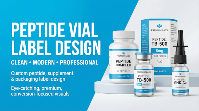 product label design peptides 3d vial mockup peptide label supplement labels cbd