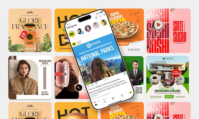 design instagram, linkedin, facebook, social media post, carousel, ad creative