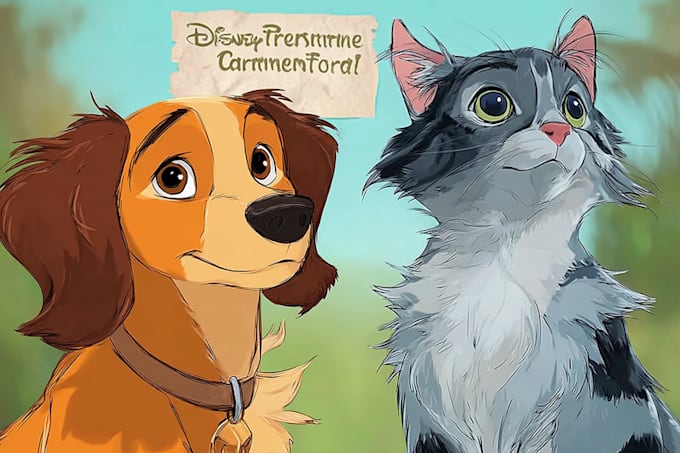 design a custom disney pet portrait illustration