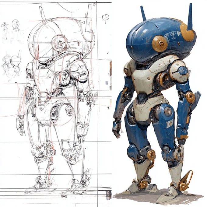 drawing mecha and robot