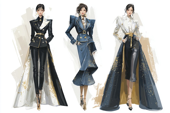 Draw a professional fashion illustration by Keweatlano | Fiverr